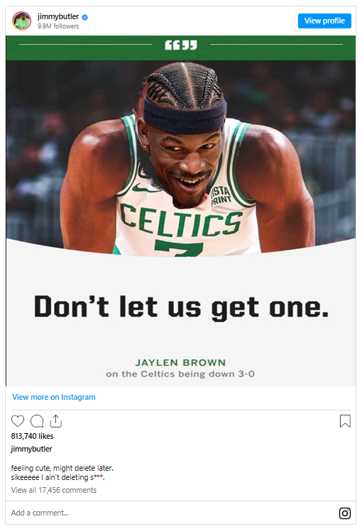 Jimmy Butler Taunts Celtics on Instagram Following Miami Heat's Game 2 - Seasports