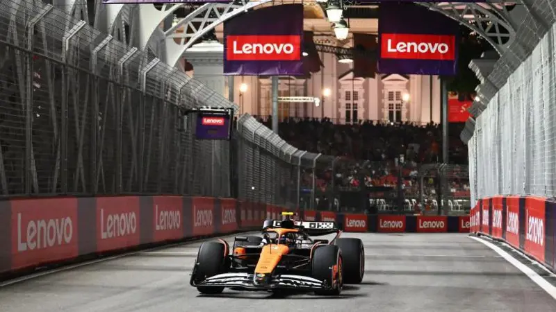 Norris Sets Pace as Verstappen Faces Challenges in Singapore Practice - Seasports